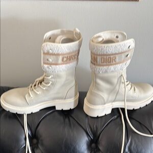 Christian Dior Cream and White High-Top Boots